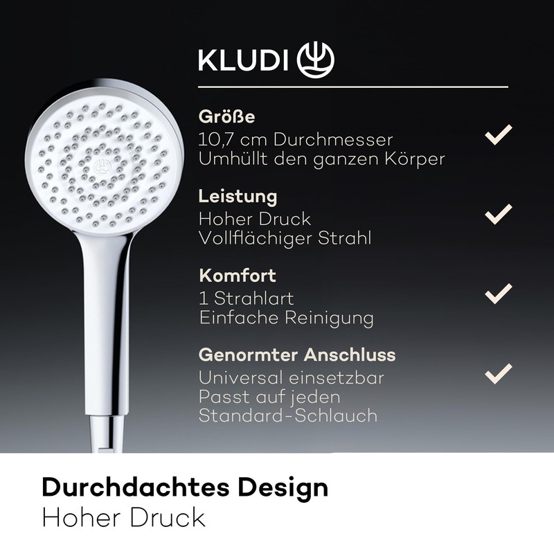 KLUDI -X1 Universal Shower Head Water-Saving Option, Shower Head with