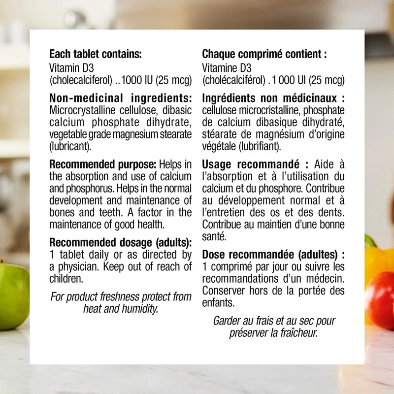 Webber Naturals Vitamin D3 1,000 IU, 180 Chewable Orange Tablets