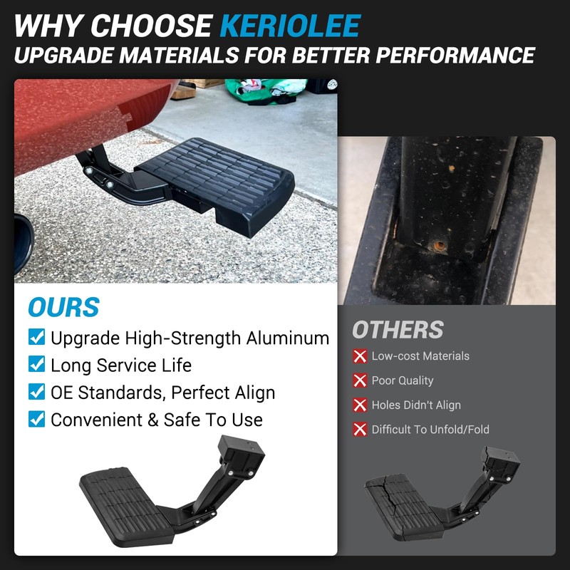keriolee Retractable Bed Step Bumper Step for Toyota Tundra Bed