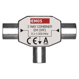 EMOS Input Switch A-Class 2-Way with Coaxial Socket (IEC) Fully Shielded 3.5 dB Frequency 0.1-1000 MHz 1 Output / 2 Inputs with DC Passage