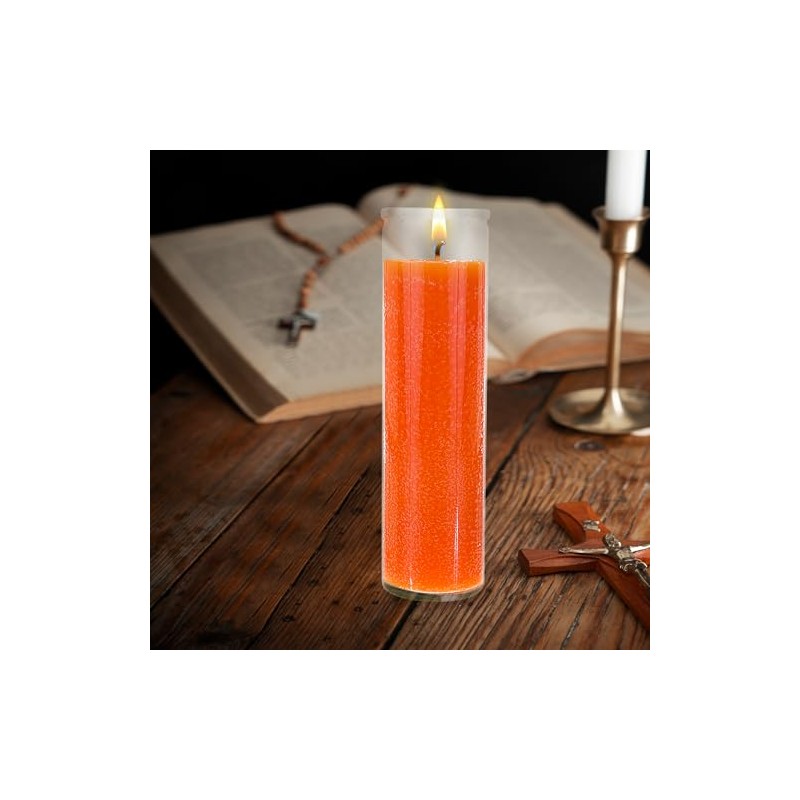 Mega Candles 1 pc Unscented Orange 7 Day Glass Container