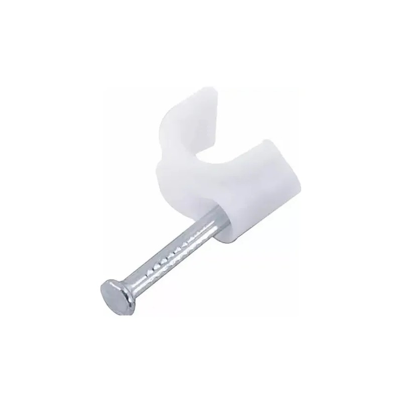 Grapa Para Cable Redondo 10mm Color Blanco 100 Pzs