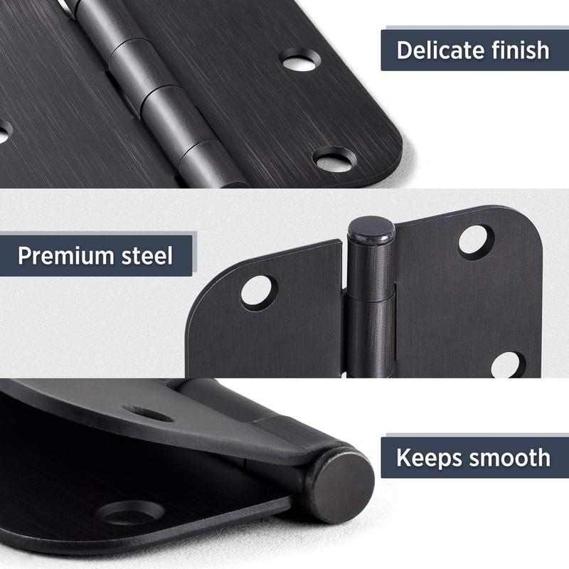 Rounded Door Hinges 3 x 3 inch, 5/8 Radius, Matte