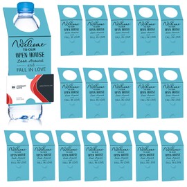 Eersida 50 Pieces Open House Water Bottle Hang Tags Open House Supplies Tags for Bottles Real Estate Agent Supplies for Real Estate Agent Favors (Blue)
