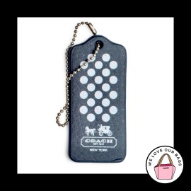 Coach RARE COACH MAGNET Black White Polka Dot Leather Fob Bag Charm Keychain Hang Tag