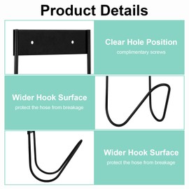 Flymer Hose Holder Water Hose Holders for Outside, Stainless Steel Garden Hose Hanger Wall Mount for Garden Hose - Black, Set of 1