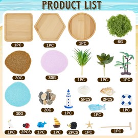 Zen Garden Kit for Desk Japanese Miniature Sandbox Ocean Beach Decorations Resin Starfish Dolphin Shell Sailboat Bamboo Coaster Sand Kits for Christmas Home Office Desktop Table Display DIY Decor