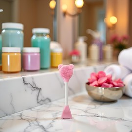 Pink Facial Cream Spatula Silicone Face Mask Brush Mask Beauty Tool-Double Heads Skincare Applicator Tools for Apply Cream Facial Masks