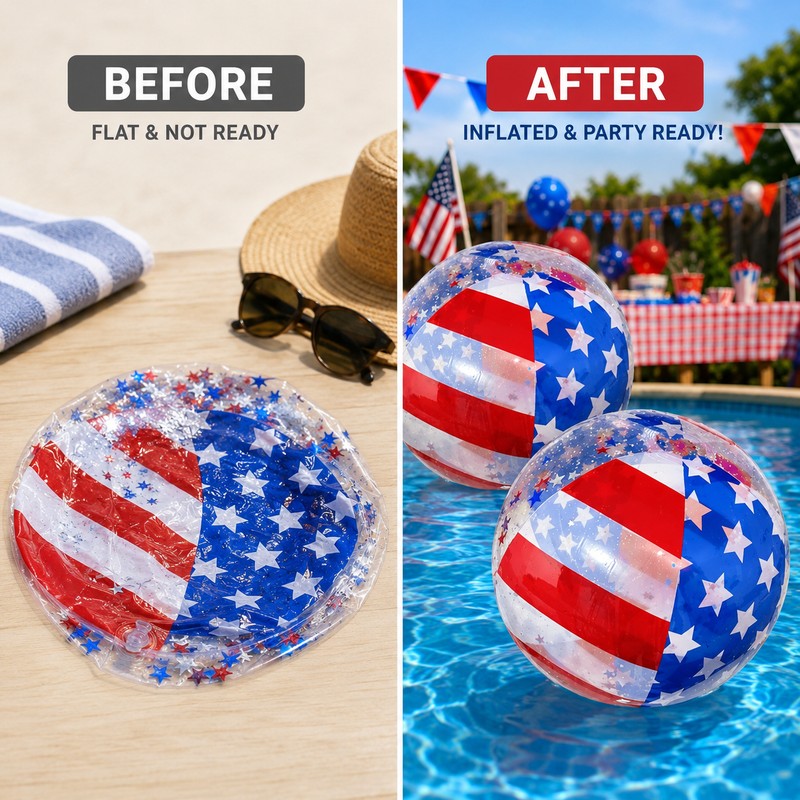 2-Pack Patriotic Beach Balls for Pool Parties – 20-Inch Confetti