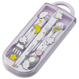 Skater (Skater) Cutlery Set for Children, Lunch Box, Chopsticks, Spoon, Fork, Made in Japan, Sliding Type, with Name Sticker, Antibacterial, Trio Set, Sina Pushu, for Girls, TACC2AG-A