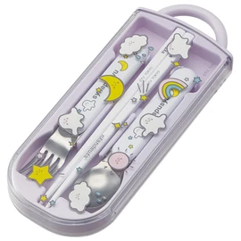 Skater (Skater) Cutlery Set for Children, Lunch Box, Chopsticks, Spoon, Fork, Made in Japan, Sliding Type, with Name Sticker, Antibacterial, Trio Set, Sina Pushu, for Girls, TACC2AG-A