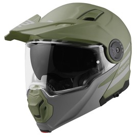 Bogotto FG-102 Duo Fibreglass Flip-Up Helmet, Matte Green, M