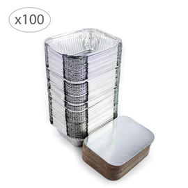 Miamex 100 x Aluminium Disposable Food Freezing Cooking Bowls with Lids (250ml)