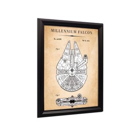 Vintage Star Vehicle Millennium Falcon Wall Art, Framed Patent Millennium Falcon Print, Add to Your Vintage Star Vehicle Vintage Collection, Unique Gift, Man Cave Decor, 2155B
