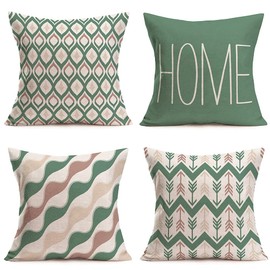 Tlovudori 18x18Inch Modern Geometry Throw Pillow Covers Stripe Geometric Arrow Home Words Decorative Cotton Linen Pillowcase Cushion Cover for Sofa Couch Chair Home Decor,4Pack (MG-Stripe)