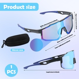 TIVUNORON Cycling Glasses Sports Sunglasses Black Frame Blue Film Cycling Glasses Polarised Cycling Glasses for Men Women