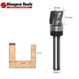 Sinoprotools Spiral Cutter 8 mm Shank Solid Carbide Milling Cutter 3 Flute Up Cut Groove Cutter 16 mm Cutting Diameter 16 mm Cutting Length Flush Profile Cutter for Wood Edges Flush for Milling or