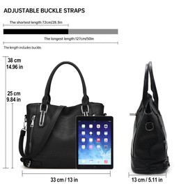 Long Keeper Leather Handbags for Women Classic Hobo Bag Soft Leather Satchel Tote Bag Crossbody Large Shoulder Bags with Detachable Strap (Black)