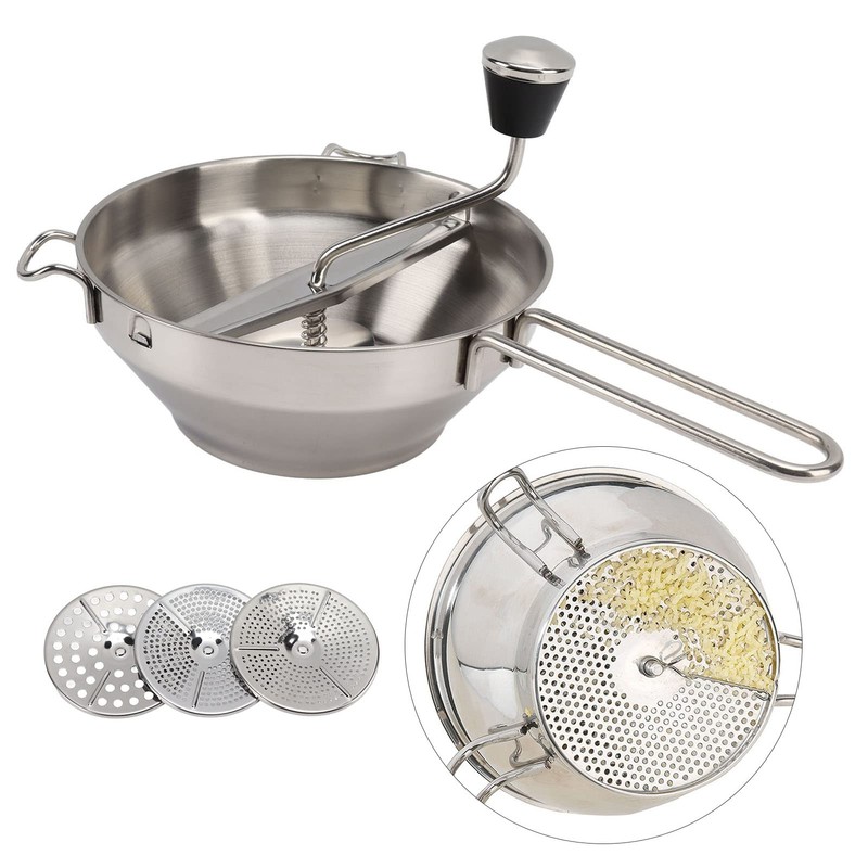 Rotary Food Mill with 3 Interchangeable Disks, Easy to Use