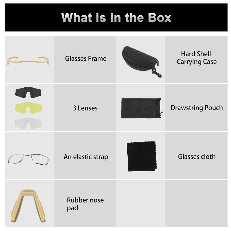 FOCUHUNTER Tactical Airsoft Glasses Anti Fog, with 3 Interchangeable Lens,