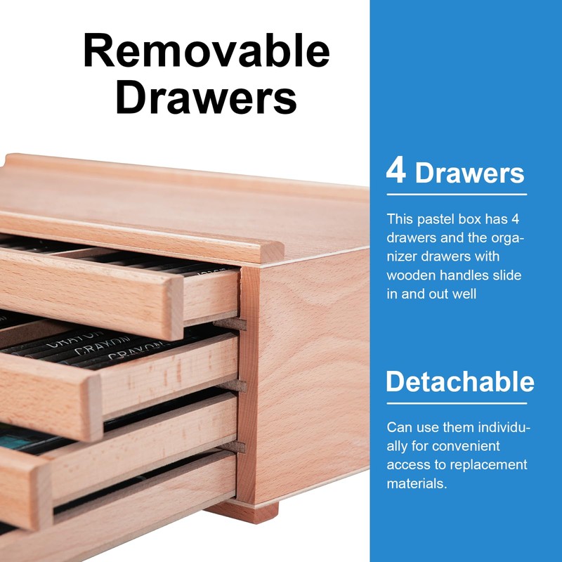 Falling in Art 4 Drawer Artist Supply Storage Box, Wooden