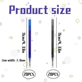 40PCS Erasable Pen Refills, Frixion Pens Refills & Friction Pen Refill - Blue & Black Erasable Ink Refill Compatible with Pilot Frixion Pens (0.5mm)