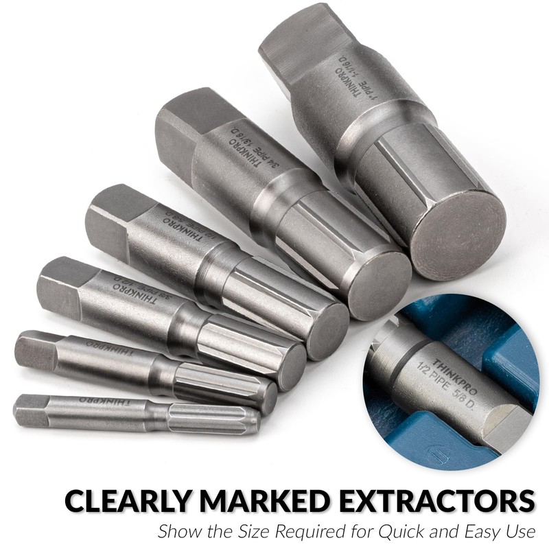 Thinkpro 6 Piece Pipe Extractor Set, 1/8 PIPE to 1