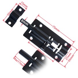 2Pcs Door Lock Bolt Latch 3inches Stainless Steel Door Bolt for Internal Doors Bathroom Toilet with Screws (3"-Black)