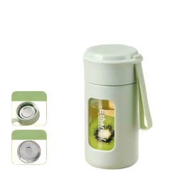 DEDEYA 8oz PP Coated Small Glass Water Bottle with leak-proof Lid,Lightweight and portable for walking travel sport(Light Green)