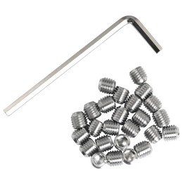 DGBRSM 25PCS 1/4-28 x 1/4 304 Stainless Steel Full Thread Cup Screw Hexagon Socket Screws Grub Screw Wrench Screw with Hex Key Wrench