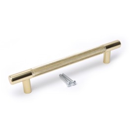 BSM Marketing Knurled T Bar Gold Modern Kitchen Cupboard Cabinet Drawer Bar Door Handle Knob (5, 96mm)