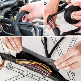 XdealCozyxc 4PCS Wiring Loom Tape for Car, Motorcycle, Electricals, Cloth Fabric Tape Heat Resistant Insulation(19mmx 15m)