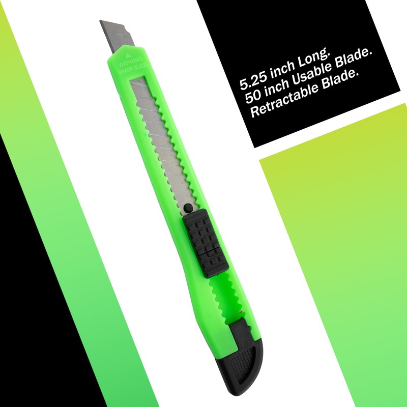 3 Neon Green Utility Knife Box Cutters Heavy Duty Industrial