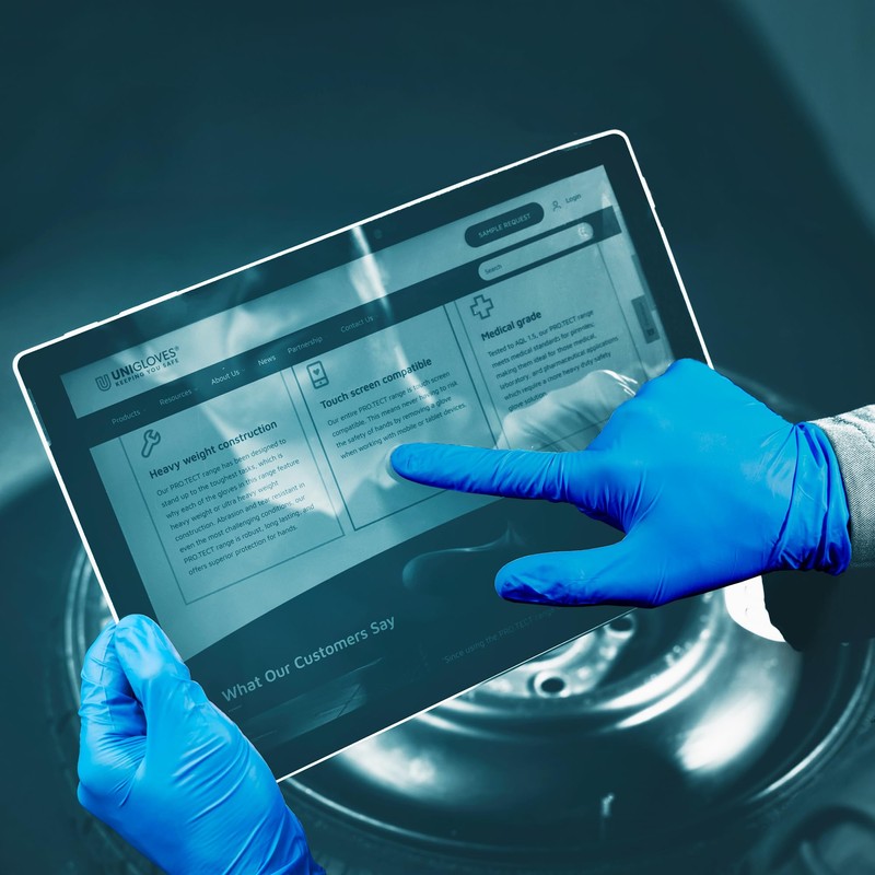 UNIGLOVES PRO.TECT Max 9N, Blue Nitrile Gloves, Box of 100,