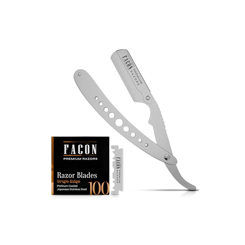 100 Blades + Facón Classic Professional Straight Edge Barber Razor