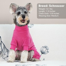 Cyeollo Fleece Dog Pajamas Jumpsuit Thermal Onesie Stretchable Doggie Coat for Medium Sized Girls, Color Fuchsia