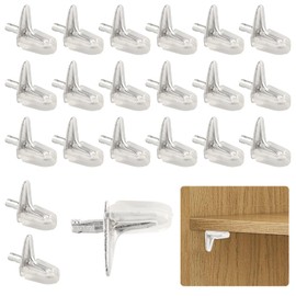 Wisebom Shelf Brackets Supports Shelf Support Pin, Pack of 20 Transparent Shelf Support Plastic with Steel Pin, 3 mm Glass Shelf Support Shelves Holder for Cupboard Bookshelf