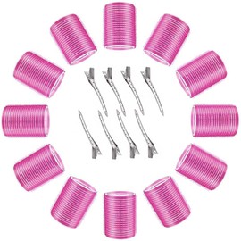 24PCS Super Jumbo Hair Rollers Self Grip Hair curlers, with clipHair Curlers Sets, No Heating Jumbo Curler 12PCS and 12PCS sSainless Steel Duck Beak Clips for Long, Medium, Short, Thick, Thin Hair