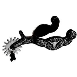 Weaver Equine Men's Show Spurs with Engraved Floral Trim and Longhorn Accent