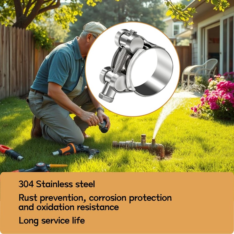 zDwfDc 6PCS 23-25mm T-Bolt Hose Clamps Stainless Steel Heavy Duty