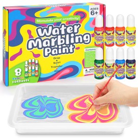 Art and Craft for 6-12 Year Old Kids: Water Marbling Paint Kit for 6 7 8 9 Boy Girl Kids Idea Gift Girl Age6 7 8 9 Paint Art Kit Set Kids Activities Marbling Paint Set (8 color)