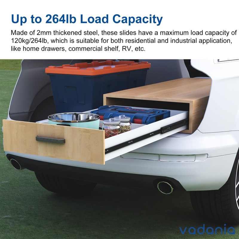 VADANIA 28" Heavy Duty Drawer Slide Without Lock #VA2053-b, Black-electroplated
