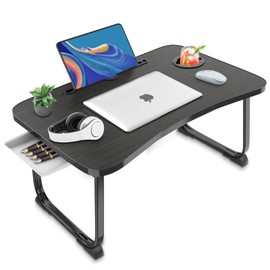 Fayquaze Lap Laptop Desk, Portable Foldable Laptop Bed Table with Storage Drawer and Cup Holder, Laptop Lap Desk Laptop Bed Stand Tray Table Serving Tray for Eating, Reading and Working