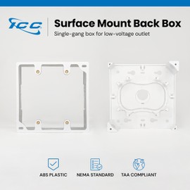 ICC Surface Mount Back Box Junction, Double Gang, Raceway Compatible for Voice, Data, CATV, Fiber, Audio, and Video, White