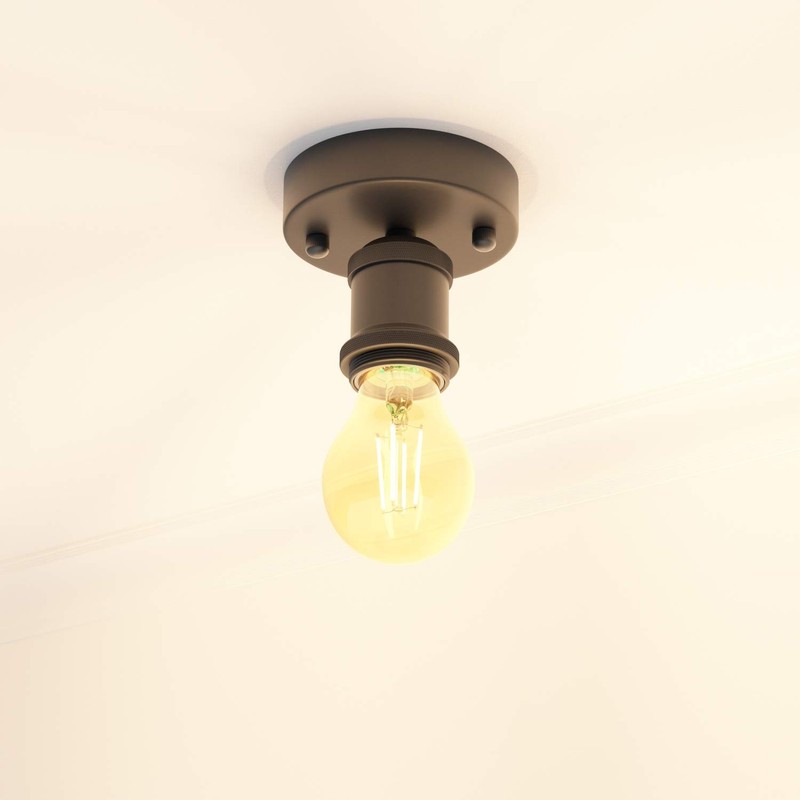 ledscom.de Vintage E27 Lamp Socket Retro Black Round 100 mm