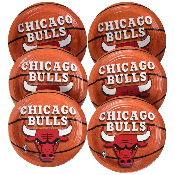Amscan Chicago Bulls Round Dessert Plates, 7" | Pack of 8, Multicolored