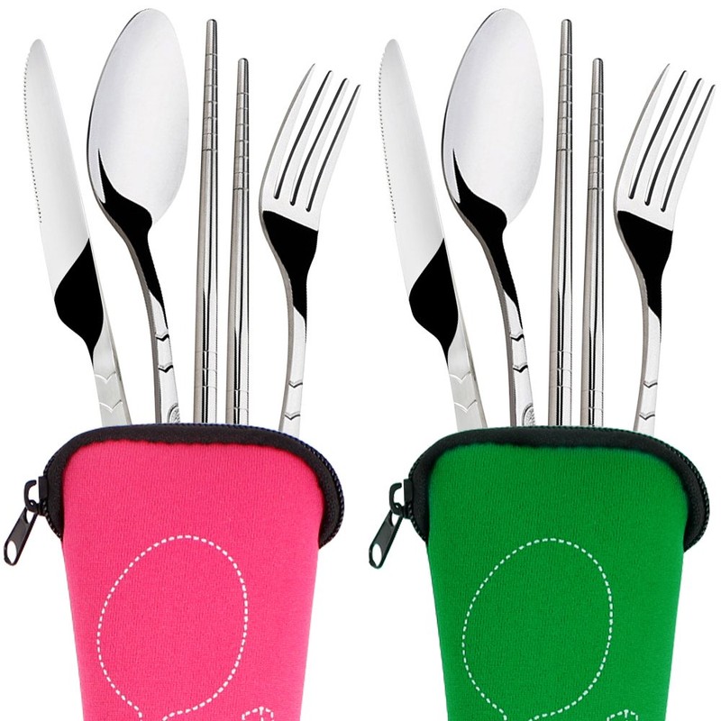 8 Pieces Flatware Sets Knife, Fork, Spoon, Chopsticks, SENHAI 2