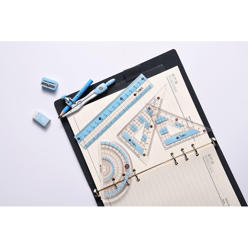 waremew 8 Pcs Compass/Math Set for Students with Shatterproof Storage