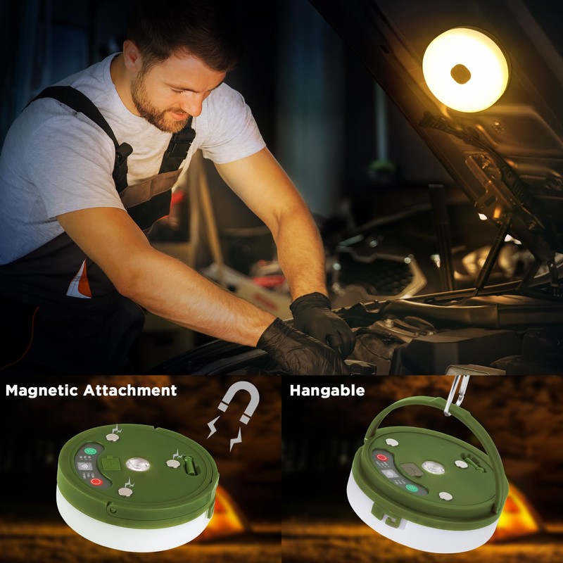 YUNJAYI Retractable Camping String Lights, 33FT 3000 mAh Rechargeable 4