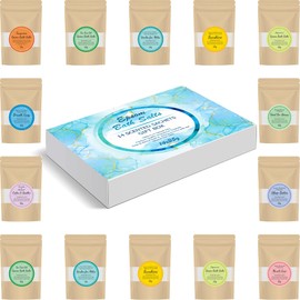 Scented Epsom Salts Box Hamper Magnesium Sulphate Bath Salt 14x35G Variety Gift Hamper Box Pack by 1n Bath Body Spa Ideal for Relieving Sore Muscles, Reduces Inflammation